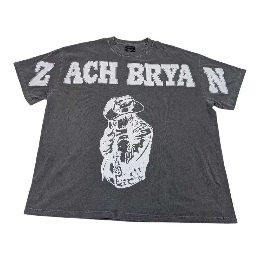 Zach Bryan Spell Out Log Burn Burn Burn 2023 Tour Concert Tee Shirt Gray XXL